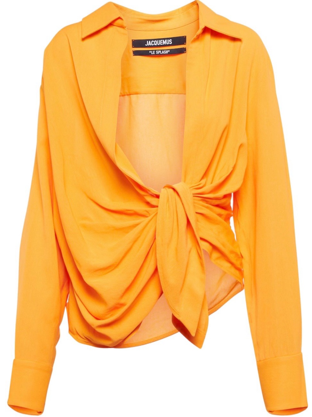 Jacquemus Orange Twist-Knot Draped Button-Down Top